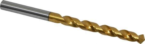 OSG - 8.001mm 120° Vanadium High Speed Steel Jobber Drill - TiN Finish, Right Hand Cut, Spiral Flute, Straight Shank, 119mm OAL, Standard Point - Industrial Tool & Supply