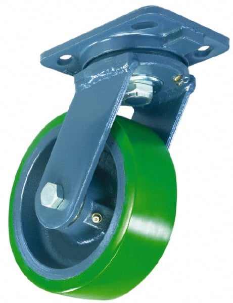 Hamilton - 4" Diam x 2" Wide x 5-5/8" OAH Top Plate Mount Swivel Caster with Brake - Industrial Tool & Supply
