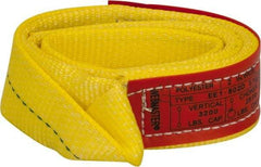 Lift-All - 3' Long x 2" Wide, 3,200 Lb Vertical Capacity, 1 Ply, Polyester Web Sling - 2,500 Lb Choker Capacity, Yellow - Industrial Tool & Supply