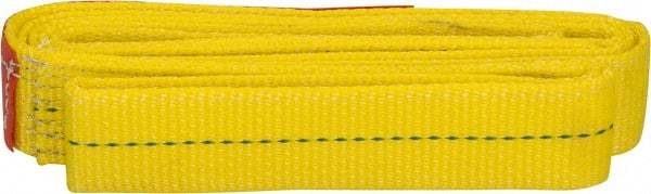 Lift-All - 8' Long x 2" Wide, 3,200 Lb Vertical Capacity, 1 Ply, Polyester Web Sling - 2,500 Lb Choker Capacity, Yellow - Industrial Tool & Supply