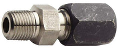 Made in USA - 1/2" OD, Grade 316Stainless Steel Male Connector - 1-1/8" Hex, Comp x MPT Ends - Industrial Tool & Supply