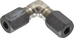 Made in USA - 1/4" OD, Grade 316Stainless Steel Union Elbow - -75 to 750°F, 7/16" Hex, Comp x Comp Ends - Industrial Tool & Supply