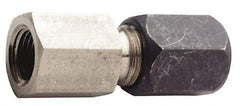 Made in USA - 1" OD, Grade 316Stainless Steel Female Connector - 1-5/8" Hex, Comp x FNPT Ends - Industrial Tool & Supply