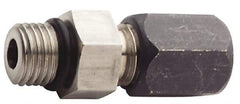 Made in USA - 2" OD, Grade 316Stainless Steel Male Connector - 2-3/4" Hex, Comp x Straight Thread O-Ring Ends - Industrial Tool & Supply