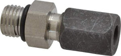 Made in USA - 1/4" OD, Grade 316Stainless Steel Male Connector - -75 to 750°F, 9/16" Hex, Comp x Straight Thread O-Ring Ends - Industrial Tool & Supply
