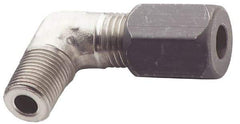 Made in USA - 1/2" OD, Grade 316Stainless Steel Male Elbow - -75 to 750°F, 3/4" Hex, Comp x MPT Ends - Industrial Tool & Supply