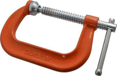 Gibraltar - Regular-Duty 4" Max Opening, 3-1/4" Throat Depth, Forged Steel Standard C-Clamp - 6,200 Lb Capacity, 0" Min Opening, Deep Throat - Industrial Tool & Supply