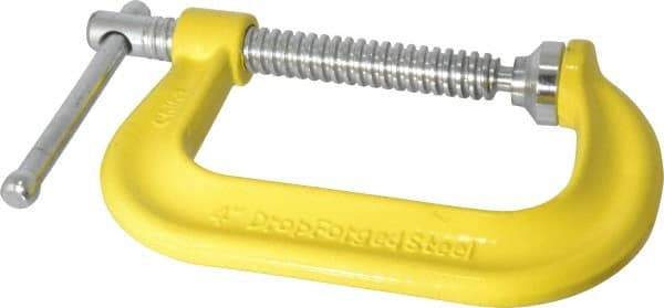 Gibraltar - Regular-Duty 4" Max Opening, 3-1/4" Throat Depth, Forged Steel Standard C-Clamp - 6,200 Lb Capacity, 0" Min Opening, Deep Throat - Industrial Tool & Supply