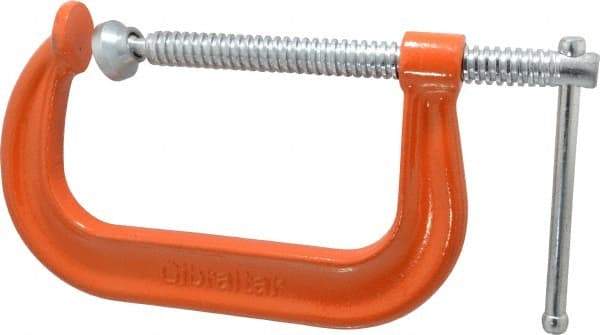Gibraltar - Regular-Duty 6" Max Opening, 3-1/4" Throat Depth, Forged Steel Standard C-Clamp - 6,600 Lb Capacity, 0" Min Opening, Deep Throat - Industrial Tool & Supply