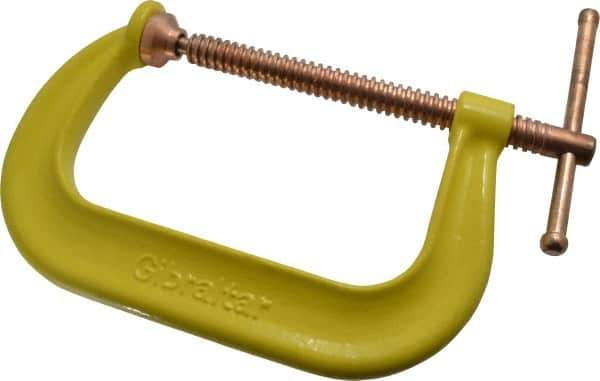 Gibraltar - Regular-Duty 6" Max Opening, 3-1/4" Throat Depth, Forged Steel Standard C-Clamp - 6,600 Lb Capacity, 0" Min Opening, Deep Throat, Copper Plated Screw - Industrial Tool & Supply
