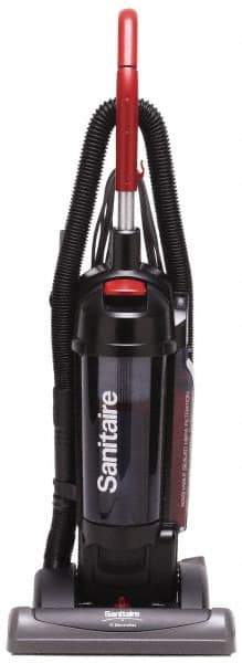 Sanitaire - Single Motor Bagless Heavy-Duty Upright Vacuum Cleaner - 15" Cleaning Width, 10" Amps, Comfort Hand Grip, Black - Industrial Tool & Supply