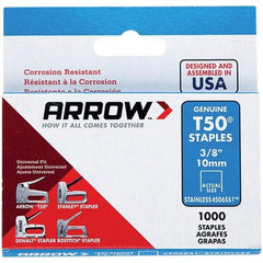 Arrow - 3/8" Wide Stainless Steel Heavy-Duty Staples - 3/8" Leg Length - Industrial Tool & Supply