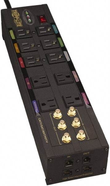 Tripp-Lite - 10 Outlets, 120 VAC15 Amps, 10' Cord, Power Outlet Strip - Floor, Keyhole Mount, 5-15 NEMA Configuration, 3-1/2" Strip - Industrial Tool & Supply