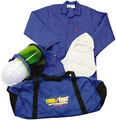 Stanco Safety Products - Size M, 2 HRC, Arc Flash Clothing Kit - 12.4 cal per Sq cm, Face Shield, Hard Cap & Hood Protection, Coveralls, Includes Gear Bag - Industrial Tool & Supply
