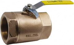 Conbraco - 1-1/2" Pipe, Standard Port, Lead Free Bronze Standard Ball Valve - 2 Piece, Female NPT Ends, Lever Handle, 600 WOG, 150 WSP - Industrial Tool & Supply