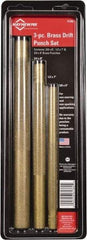 Mayhew - 3 Piece, 3/8 to 3/4", Drift Punch Set - Round Shank, Brass, Comes in Pouch - Industrial Tool & Supply
