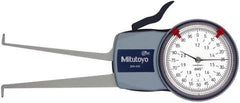 Mitutoyo - 1.2 to 2" Inside Dial Caliper Gage - 0.0005" Graduation, 0.0015" Accuracy, 3.3" Leg Length, 0.26" Deep x 0.06" Wide Groove, Ball Contact Points - Industrial Tool & Supply