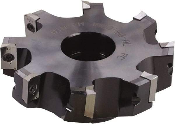 Kyocera - 8 Inserts, 4" Cut Diam, 1" Arbor Diam, 0.64" Max Depth of Cut, Indexable Square-Shoulder Face Mill - 0° Lead Angle, 1.57" High, APET 1604 Insert Compatibility - Industrial Tool & Supply