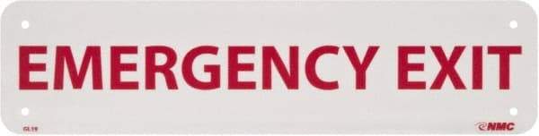 NMC - Emergency Exit, Plastic Exit Sign - 12" Wide x 3" High, Glow-in-the-Dark - Industrial Tool & Supply