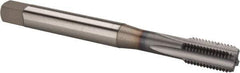 OSG - M10x1.25 Metric Fine 4 Flute TiCN Finish Powdered Metal Straight Flute Machine Tap - Bottoming, Right Hand Thread, 2-15/16" OAL, 1-1/4" Thread Length, D6 Limit, Oversize - Exact Industrial Supply
