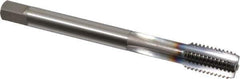 OSG - M12x1.75 Metric Coarse 6H 4 Flute TiCN Finish Powdered Metal Straight Flute Machine Tap - Bottoming, Right Hand Thread, 3-3/8" OAL, 1-21/32" Thread Length, D6 Limit, Oversize - Exact Industrial Supply