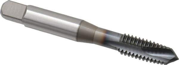 OSG - 3/8-16 UNC, 3 Flute, TiCN Finish, Powdered Metal Spiral Point Tap - Plug Chamfer, Right Hand Thread, 2-15/16" OAL, 1-1/4" Thread Length, 0.381" Shank Diam, 3B Class of Fit, Series 312TI - Exact Industrial Supply