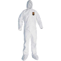 KleenGuard - Size L SMS General Purpose Coveralls - White, Zipper Closure, Elastic Cuffs, Elastic Ankles, Seamless - Industrial Tool & Supply