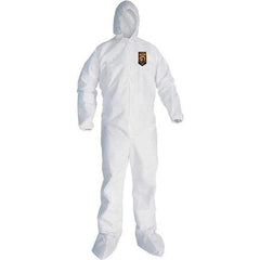 KleenGuard - Size 4XL SMS General Purpose Coveralls - White, Zipper Closure, Elastic Cuffs, Elastic Ankles, Seamless - Industrial Tool & Supply