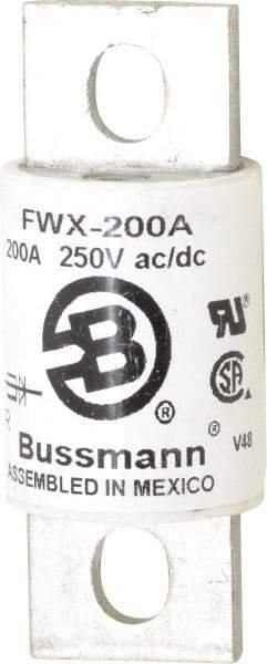 Cooper Bussmann - 250 VAC/VDC, 200 Amp, Fast-Acting Semiconductor/High Speed Fuse - Stud Mount Mount, 3-1/8" OAL, 200 (RMS), 50 at DC kA Rating, 1-7/32" Diam - Industrial Tool & Supply
