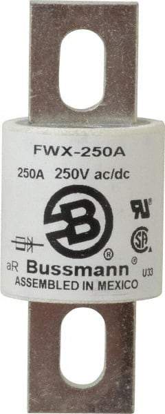 Cooper Bussmann - 250 VAC/VDC, 250 Amp, Fast-Acting Semiconductor/High Speed Fuse - Stud Mount Mount, 3-27/32" OAL, 200 (RMS), 50 at DC kA Rating, 1-1/2" Diam - Industrial Tool & Supply