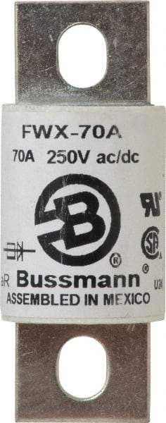 Cooper Bussmann - 250 VAC/VDC, 70 Amp, Fast-Acting Semiconductor/High Speed Fuse - Stud Mount Mount, 3.13" OAL, 200 (RMS), 50 at DC kA Rating, 1.22" Diam - Industrial Tool & Supply