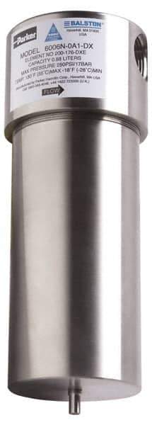 Parker - 3/4" Port, 10" High x 4" Wide, FRL Filter with Stainless Steel Bowl & Manual Drain - 175 Max psi, 275°F Max - Industrial Tool & Supply