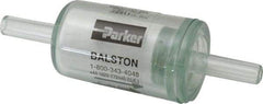 Parker - 1/4" Outlet, 125 Max psi, Inline Filters, Regulators & Lubricators - 6.6 CFM, Disposable Gas or Liquid Filter, 3-1/4" Long - Industrial Tool & Supply