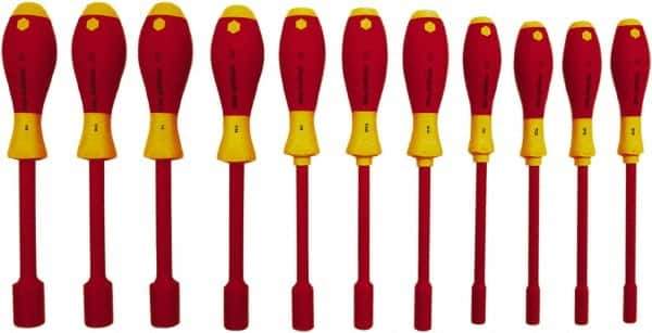 Wiha - 11 Piece 5/32 to 5/8" Insulated Nutdriver Set - Cushion Grip Handle - Industrial Tool & Supply