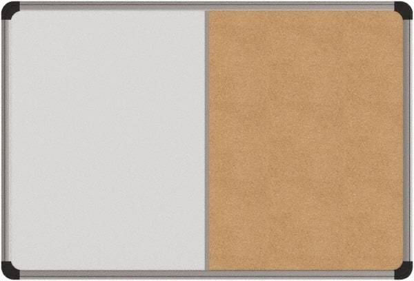 UNIVERSAL - 24" Wide x 18" High Dry Erase Combination Cork Bulletin Board - Melamine, Natural & White - Industrial Tool & Supply