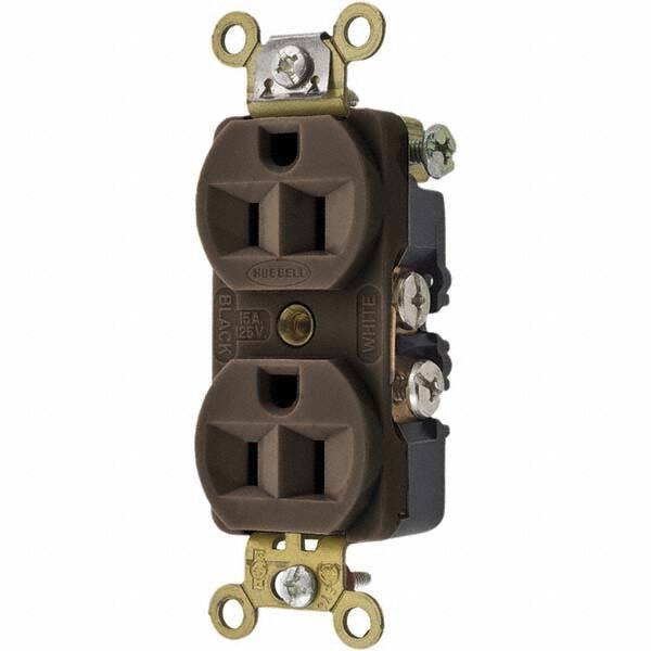 Hubbell Wiring Device-Kellems - 125V 15A NEMA 5-15R Industrial Grade Brown Straight Blade Duplex Receptacle - Industrial Tool & Supply