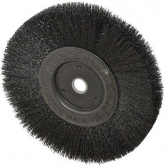 Weiler - 6" OD, 5/8" Arbor Hole, Crimped Steel Wheel Brush - 1/2" Face Width, 1-7/16" Trim Length, 0.006" Filament Diam, 6,000 RPM - Industrial Tool & Supply