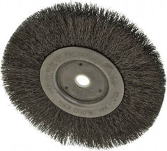 Weiler - 6" OD, 5/8" Arbor Hole, Crimped Steel Wheel Brush - 1/2" Face Width, 1-7/16" Trim Length, 0.008" Filament Diam, 6,000 RPM - Industrial Tool & Supply