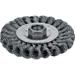Weiler - 6" OD, 5/8" Arbor Hole, Crimped Steel Wheel Brush - 3/4" Face Width, 1-7/16" Trim Length, 0.014" Filament Diam, 6,000 RPM - Industrial Tool & Supply