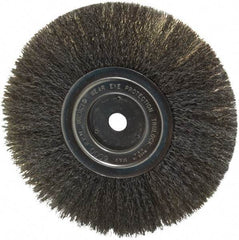 Weiler - 8" OD, 5/8" Arbor Hole, Crimped Steel Wheel Brush - 3/4" Face Width, 2-1/16" Trim Length, 0.008" Filament Diam, 6,000 RPM - Industrial Tool & Supply