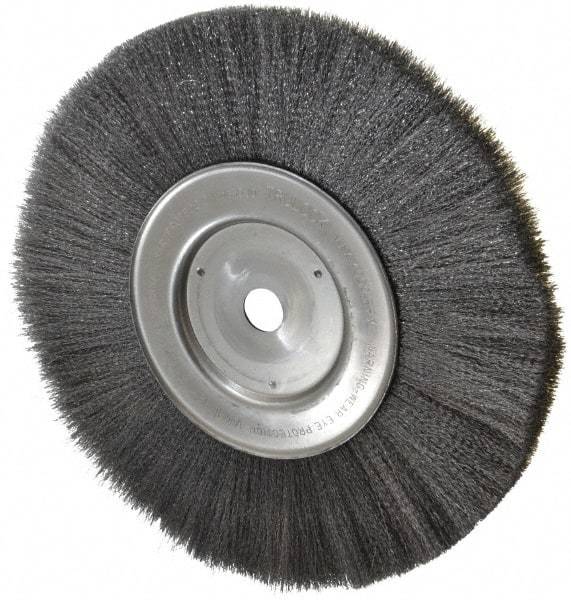 Weiler - 10" OD, 3/4" Arbor Hole, Crimped Steel Wheel Brush - 3/4" Face Width, 2-1/2" Trim Length, 0.006" Filament Diam, 4,000 RPM - Industrial Tool & Supply
