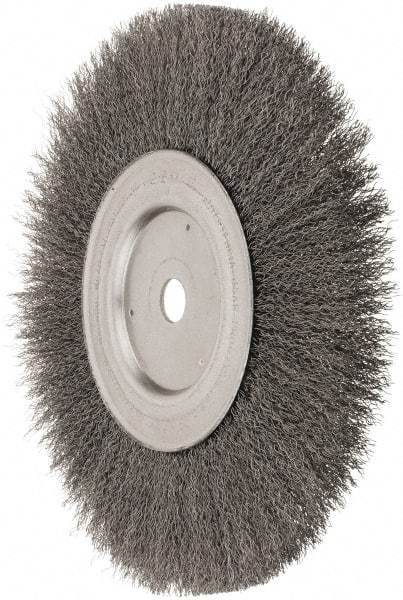 Weiler - 10" OD, 3/4" Arbor Hole, Crimped Steel Wheel Brush - 3/4" Face Width, 2-1/2" Trim Length, 0.0118" Filament Diam, 4,000 RPM - Industrial Tool & Supply