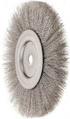 Weiler - 10" OD, 3/4" Arbor Hole, Crimped Stainless Steel Wheel Brush - 3/4" Face Width, 2-1/2" Trim Length, 0.014" Filament Diam, 4,000 RPM - Industrial Tool & Supply