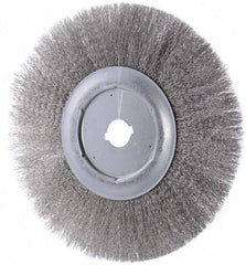 Weiler - 12" OD, 1-1/4" Arbor Hole, Crimped Stainless Steel Wheel Brush - 3/4" Face Width, 2-15/16" Trim Length, 0.0104" Filament Diam, 3,000 RPM - Industrial Tool & Supply