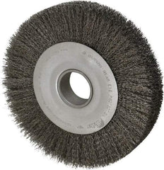 Weiler - 10" OD, 2" Arbor Hole, Crimped Steel Wheel Brush - 1-5/8" Face Width, 1-7/8" Trim Length, 0.014" Filament Diam, 4,000 RPM - Industrial Tool & Supply