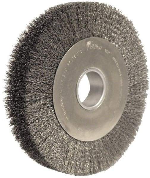 Weiler - 10" OD, 2" Arbor Hole, Crimped Steel Wheel Brush - 2" Face Width, 1-7/8" Trim Length, 0.02" Filament Diam, 4,000 RPM - Industrial Tool & Supply