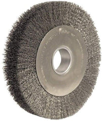 Weiler - 10" OD, 2" Arbor Hole, Crimped Steel Wheel Brush - 2" Face Width, 1-7/8" Trim Length, 0.02" Filament Diam, 4,000 RPM - Industrial Tool & Supply
