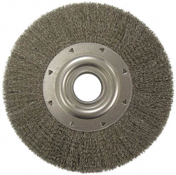 Weiler - 12" OD, 2" Arbor Hole, Crimped Steel Wheel Brush - 2" Face Width, 2-7/8" Trim Length, 0.0118" Filament Diam, 3,000 RPM - Industrial Tool & Supply