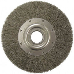Weiler - 12" OD, 2" Arbor Hole, Crimped Steel Wheel Brush - 2" Face Width, 2-7/8" Trim Length, 0.0118" Filament Diam, 3,000 RPM - Industrial Tool & Supply