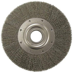 Weiler - 12" OD, 2" Arbor Hole, Crimped Steel Wheel Brush - 2" Face Width, 2-7/8" Trim Length, 0.02" Filament Diam, 3,000 RPM - Industrial Tool & Supply